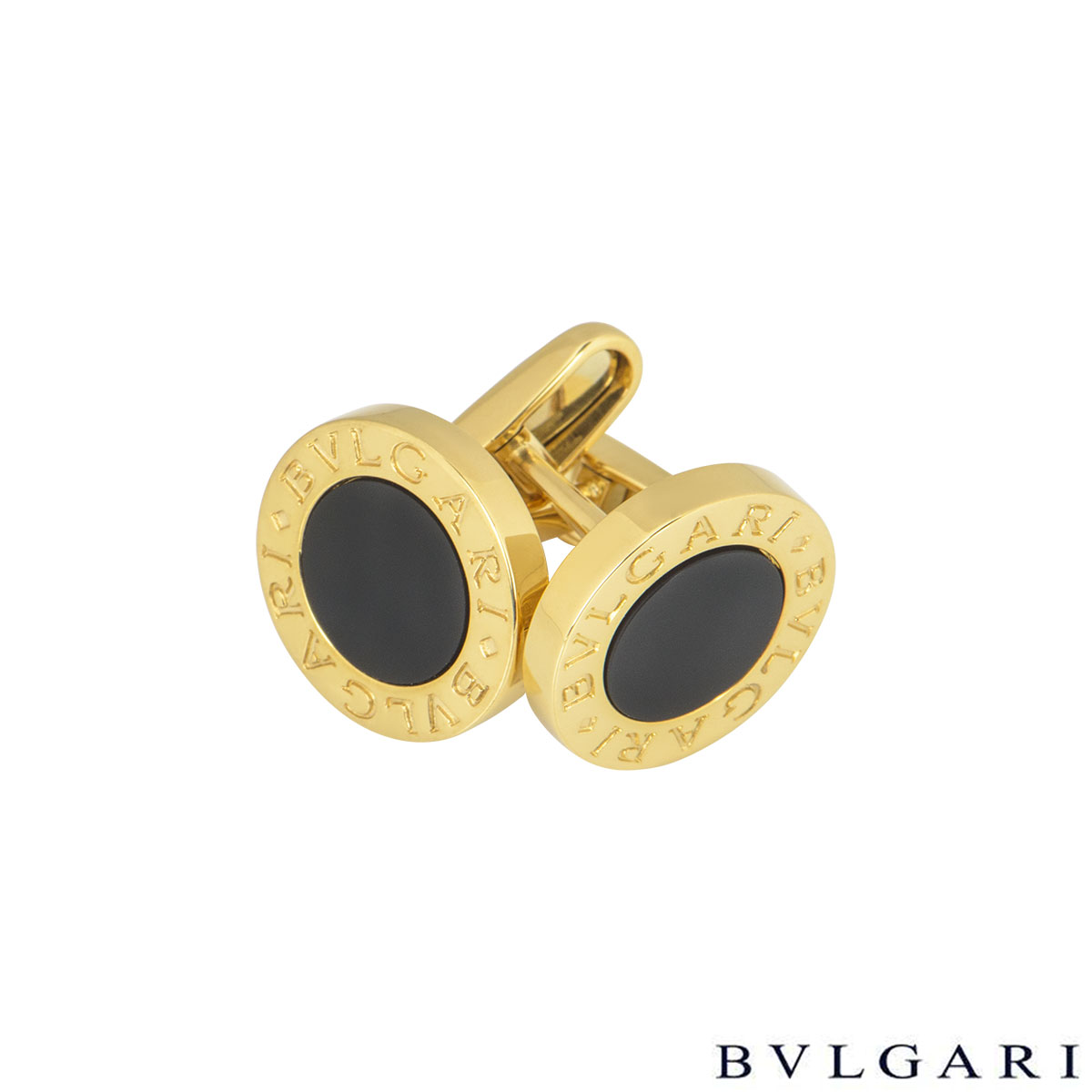 Bvlgari Yellow Gold Bvlgari Bvlgari Onyx Cufflinks | Rich Diamonds